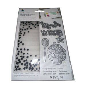 New Momenta Cut & Emboss Does & Embossing Folder Set Happy Birthday